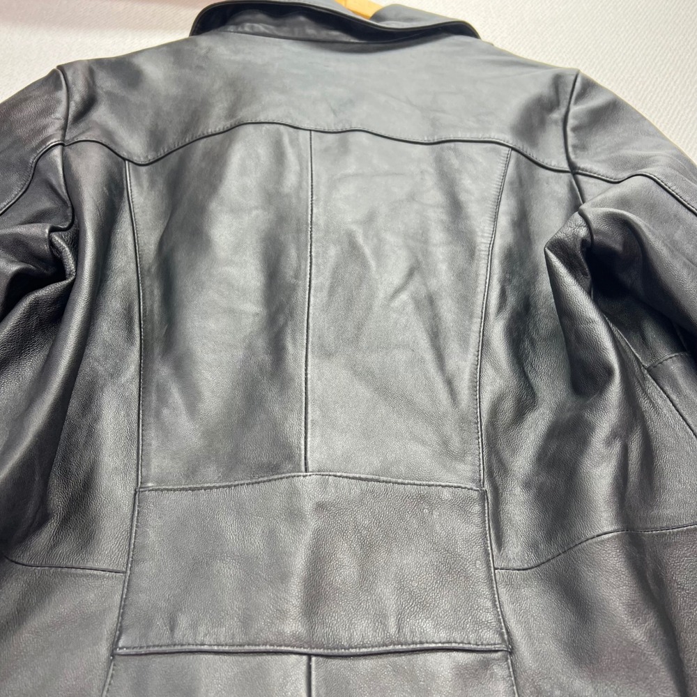 Wilsons Leather Trench Coat Womens Med Black Long Duster Pelle Studio VTG Chic - Picture 11 of 16